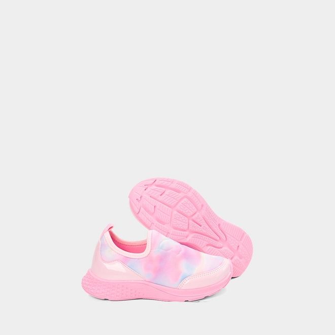 Tênis Infantil Gabrielinha Jogging Borboleta Pespontos Tie Dye Rosa