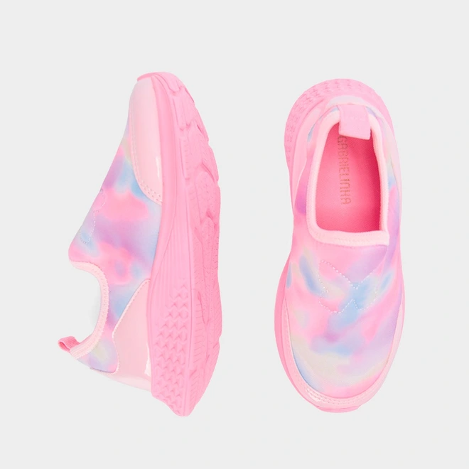 Tênis Infantil Gabrielinha Jogging Borboleta Pespontos Tie Dye Rosa