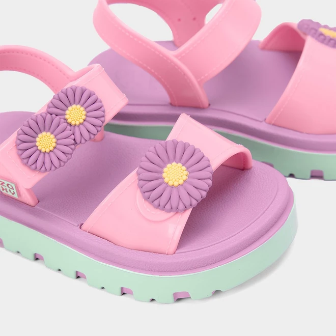 Sandália Papete Bebê Zaxy Nina Flower Flatform Rosa & Lilás