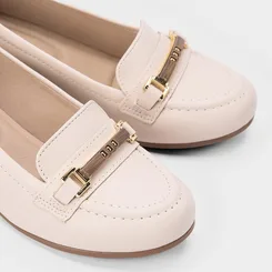 Mocassim Feminino Modare Anabela Enfeite Metálico Rústico Bege
