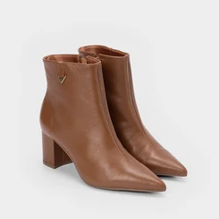 Ankle Boot Via Marte Couro Detalhe Lateral Caramelo
