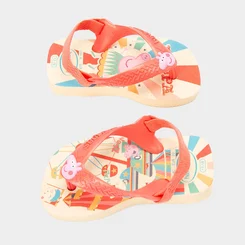 Chinelo Bebê Havaianas Peppa Pig Original Bege & Laranja