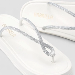 Rasteira Feminina Gabriela Glitter Branco