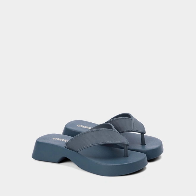Tamanco Feminino Gabriela Plataforma Tira de Dedo Azul