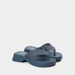 Tamanco Feminino Gabriela Plataforma Tira de Dedo Azul
