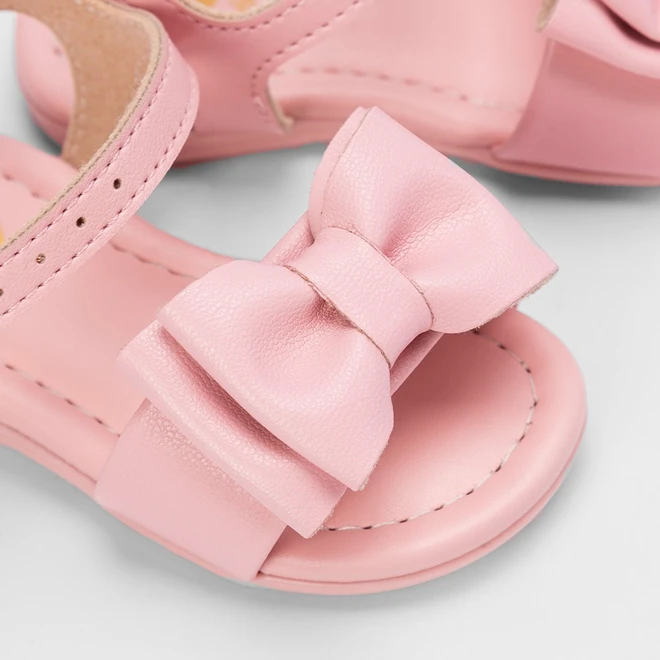 Sandália Molekinha Bebê Detalhe Laço Rosa