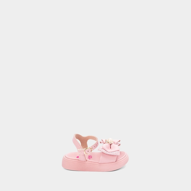 Sandália Bebê Molekinha Laço Strass Gatinho Pérola Rosa