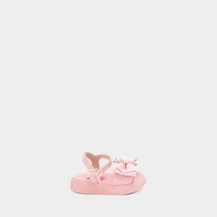 Sandália Bebê Molekinha Laço Strass Gatinho Pérola Rosa