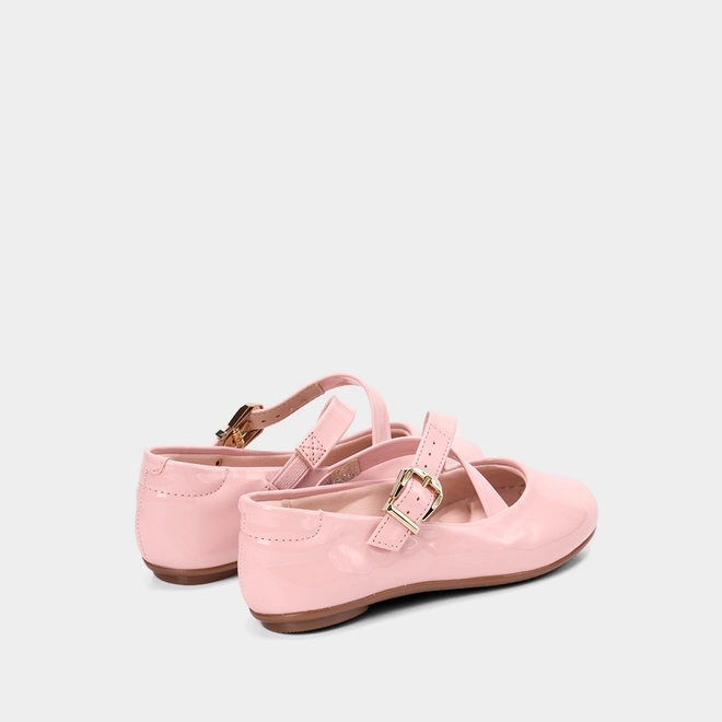 Sapatilha Boneca Infantil Molekinha Verniz Tiras Cruzadas Rosa