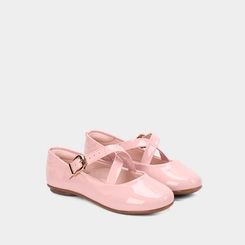 Sapatilha Boneca Infantil Molekinha Verniz Tiras Cruzadas Rosa