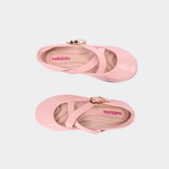 Sapatilha Boneca Infantil Molekinha Verniz Tiras Cruzadas Rosa