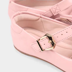 Sapatilha Boneca Infantil Molekinha Verniz Tiras Cruzadas Rosa
