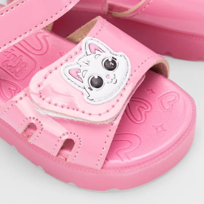 Sandália Bebê Molekinha Cat Led Rosa