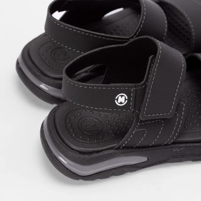 Sandália Sport Molekinho Infantil Detalhe Em Costura Preto