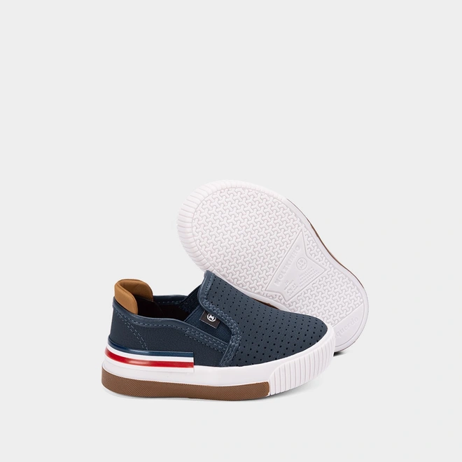 Slip On Bebê Molekinho Calce Fácil Perfuros Marinho