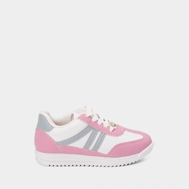 Tenis Infantil Molekinha Casual Suede Branco e Rosa