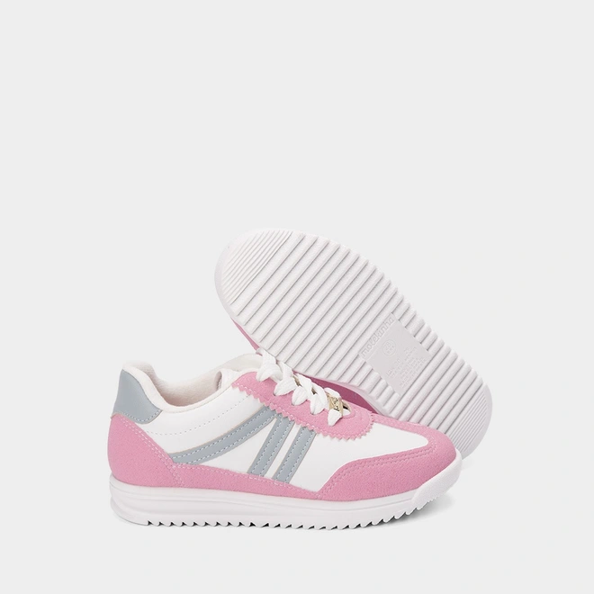 Tenis Infantil Molekinha Casual Suede Branco e Rosa