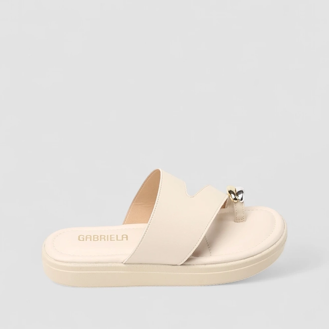 Tamanco Feminino Gabriela Recorte Estilizado Detalhe Bold Off White