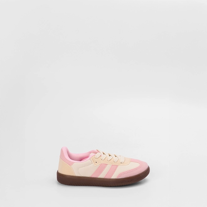 Tênis Casual Infantil Gabrielinha Recortes Em Camurça Off White & Rosa