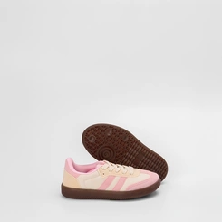 Tênis Casual Infantil Gabrielinha Recortes Em Camurça Off White & Rosa