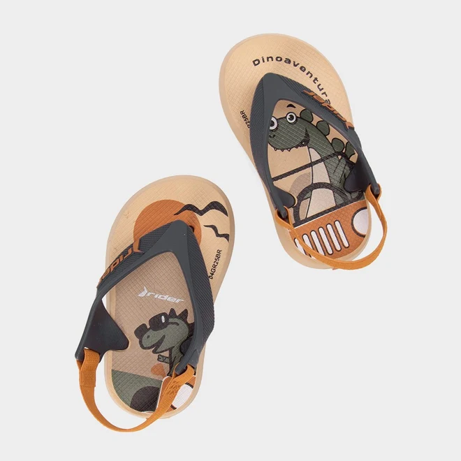 Chinelo Bebê Rider Dinossauro Bege
