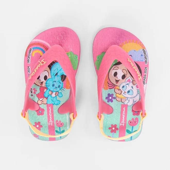 Chinelo Bebê Ipanema Turma da Mônica Rosa & Amarelo