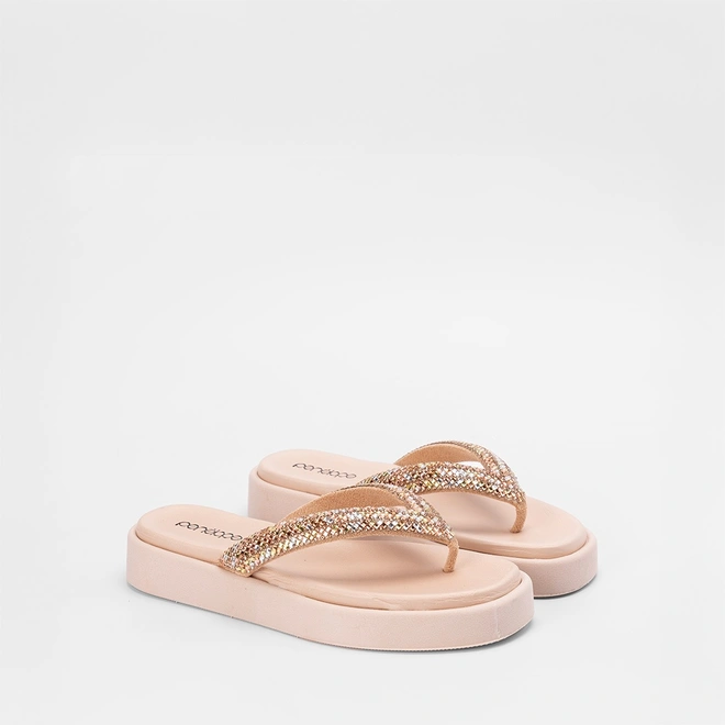 Tamanco Feminino Penélope Strass Nude
