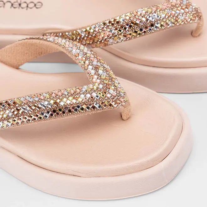Tamanco Feminino Penélope Strass Nude