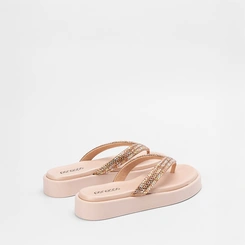 Tamanco Feminino Penélope Strass Nude