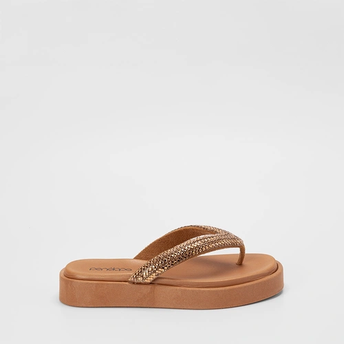 Tamanco Feminino Penélope Strass Caramelo