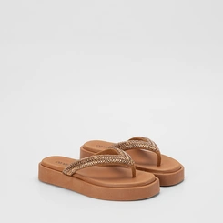 Tamanco Feminino Penélope Strass Caramelo