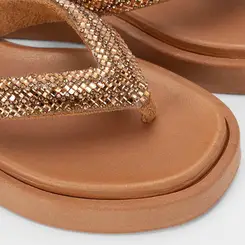 Tamanco Feminino Penélope Strass Caramelo