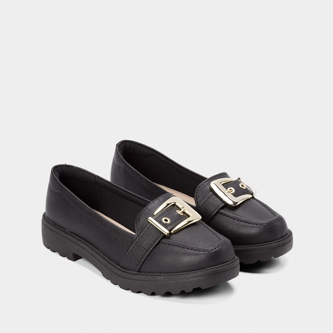 Mocassim Loafer Modare Plataforma Detalhe Fivela Preto
