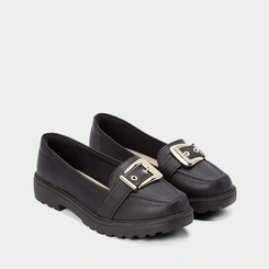 Mocassim Loafer Modare Plataforma Detalhe Fivela Preto