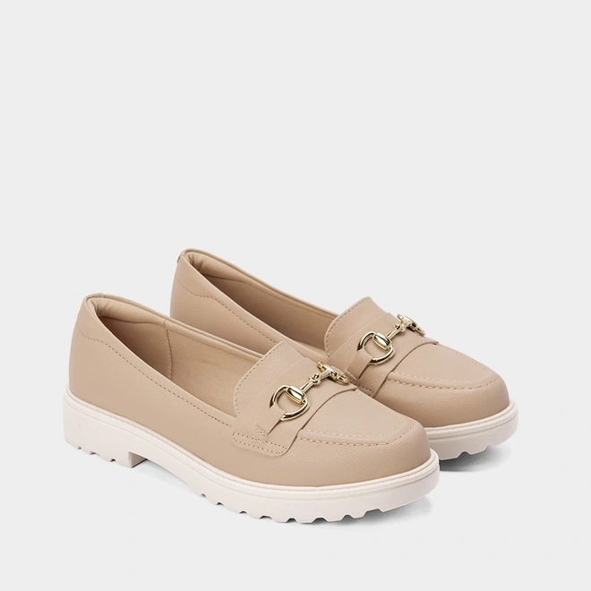 Mocassim Loafer Modare Tratorado Detalhe Fivela Bege