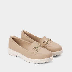 Mocassim Loafer Modare Tratorado Detalhe Fivela Bege