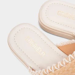 Tamanco Feminino Gabriela Flatform Tira Em Ráfia Off-White