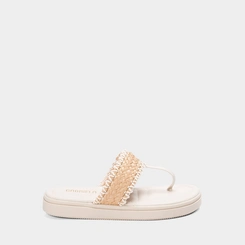 Tamanco Feminino Gabriela Flatform Tira Em Ráfia Off-White