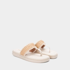 Tamanco Feminino Gabriela Flatform Tira Em Ráfia Off-White