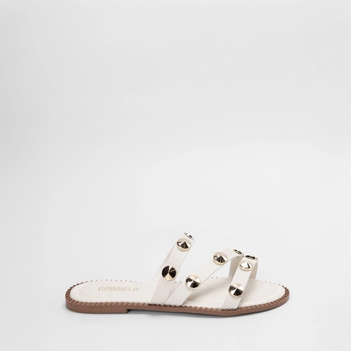 Rasteira Gabriela Feminina Multitiras Tachas Off White