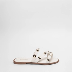 Rasteira Gabriela Feminina Multitiras Tachas Off White