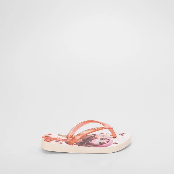 Chinelo Infantil Ipanema Jolie Amores Glitter Bege & Laranja