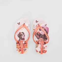 Chinelo Infantil Ipanema Jolie Amores Glitter Bege & Laranja