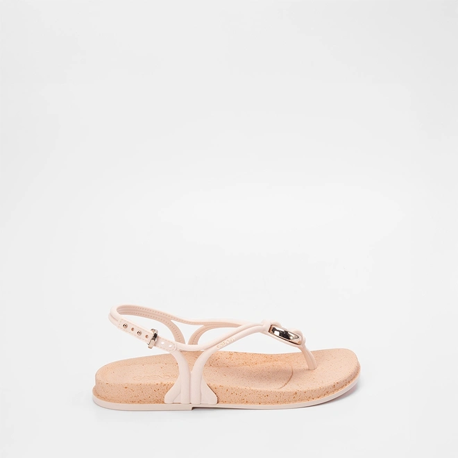 Sandália Rasteira Grendha Enfeite Argola Bold Off White