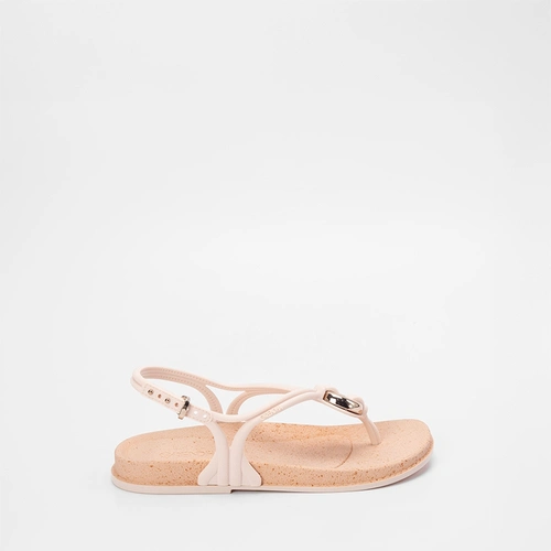 Sandália Rasteira Grendha Enfeite Argola Bold Off White