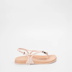 Sandália Rasteira Grendha Enfeite Argola Bold Off White