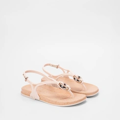 Sandália Rasteira Grendha Enfeite Argola Bold Off White