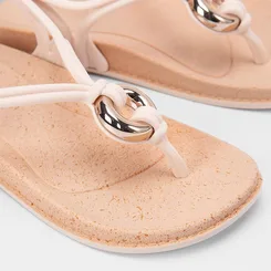 Sandália Rasteira Grendha Enfeite Argola Bold Off White