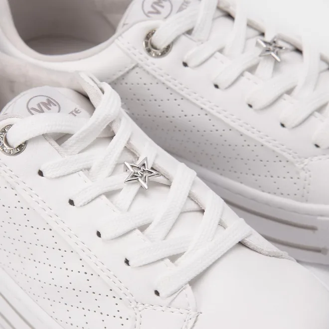 Tênis Via Marte Flatform Detalhe Estrela Pespontos Branco