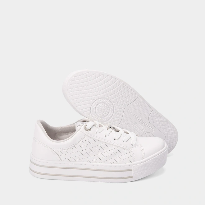 Tênis Via Marte Flatform Detalhe Estrela Pespontos Branco